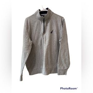 Men’s Nautica Brand Size L 3/4 zipper gray sweater